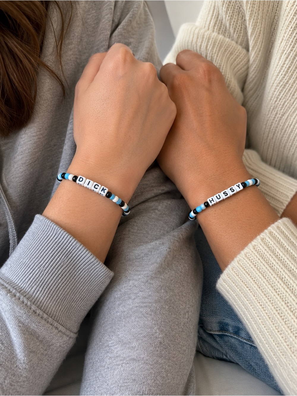 Bold Bestie Bracelet Set – Blue, Black & White Friendship Bracelets 8”